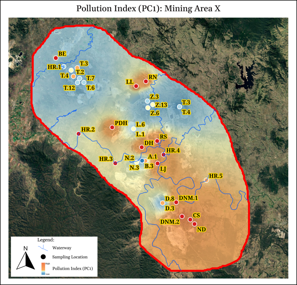 pollution index (pc1) mining area x